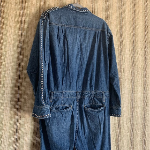 Current/Elliot Women’s The Crew Studded Denim Jumpsuit Outfit Size 4 Rompers - Picture 4 of 4